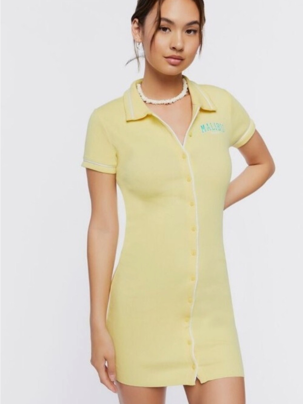 Forever 21 Pale Yellow Polo Bodycon Mini Dress